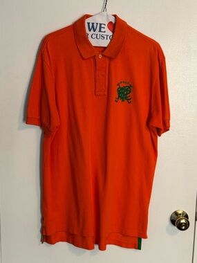 Ralph Lauren Orange Polo with Green Crest Large
